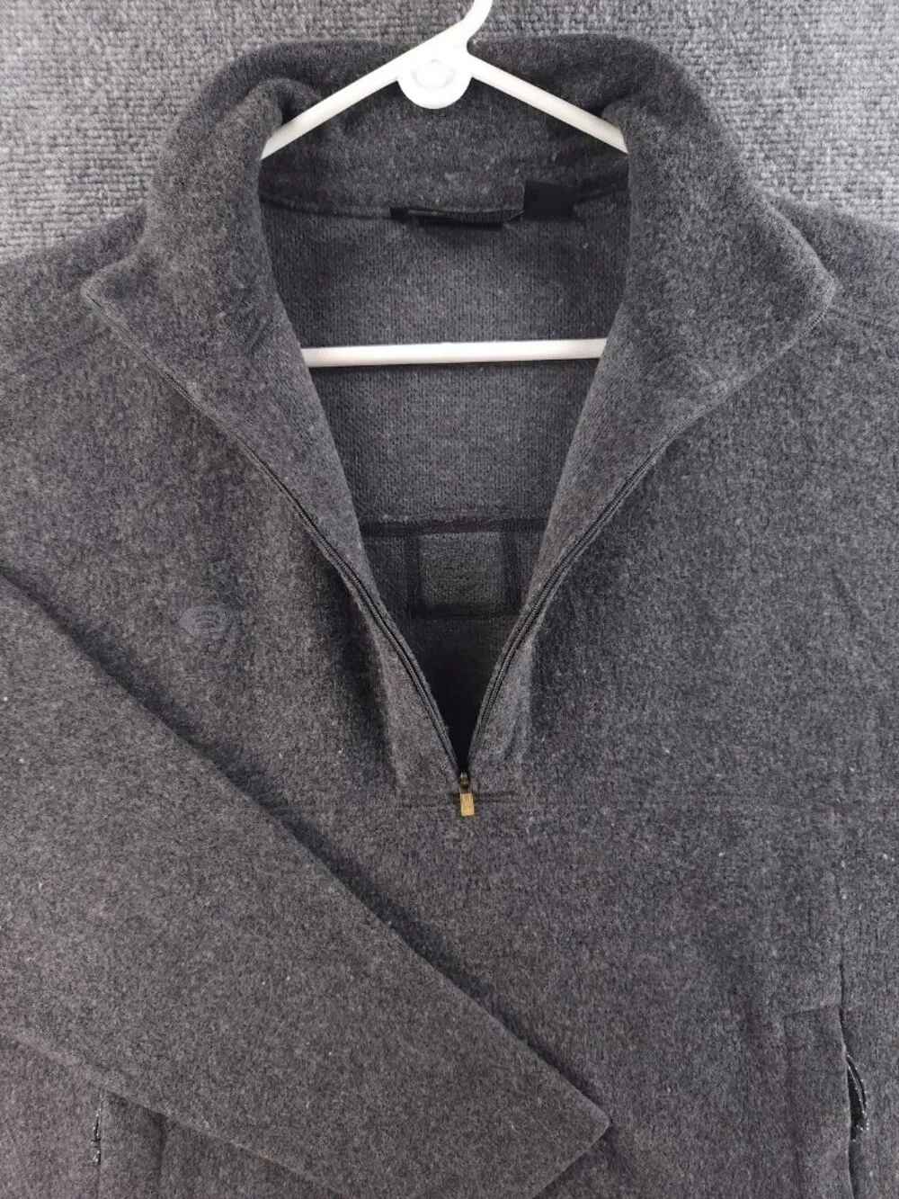 Mountain Hardwear XL Jacket Fleece Gray Wool Polyester Nylon Solid 1/2 Zip Men